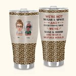 Personlig We're Not Sugar And Spice Everything Nice Food Grade rostfritt stål böjd tumbler med leopardtryck för Soul Sister Bestie