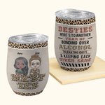 Personalized Leopard Bestie Another Year of Drinking Life 12oz Wine Tumbler with Straw  Bridal Party Birthday Gift