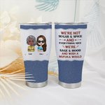Personnalisé We're Not Sugar And Spice Everything Nice Tumbler en acier inoxydable courbé avec paille Cadeau d'amitié pour les sœurs et les copines