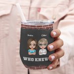 Personalized Sister Group We're Trouble When We Are Together Wine Tumbler with Straw Funny Gift For Sisters