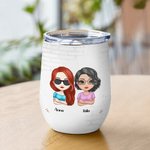 Dichiarazione di sorellanza personalizzata We're Not Sugar & Spice Bicchiere per vino con cannuccia Regalo di compleanno divertente per sorelle