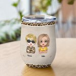 Personalised We're Not Sugar & Spice And Everything Nice Leopard Cool Bestie Wine Tumbler with Straw Funny Gift For Sisters