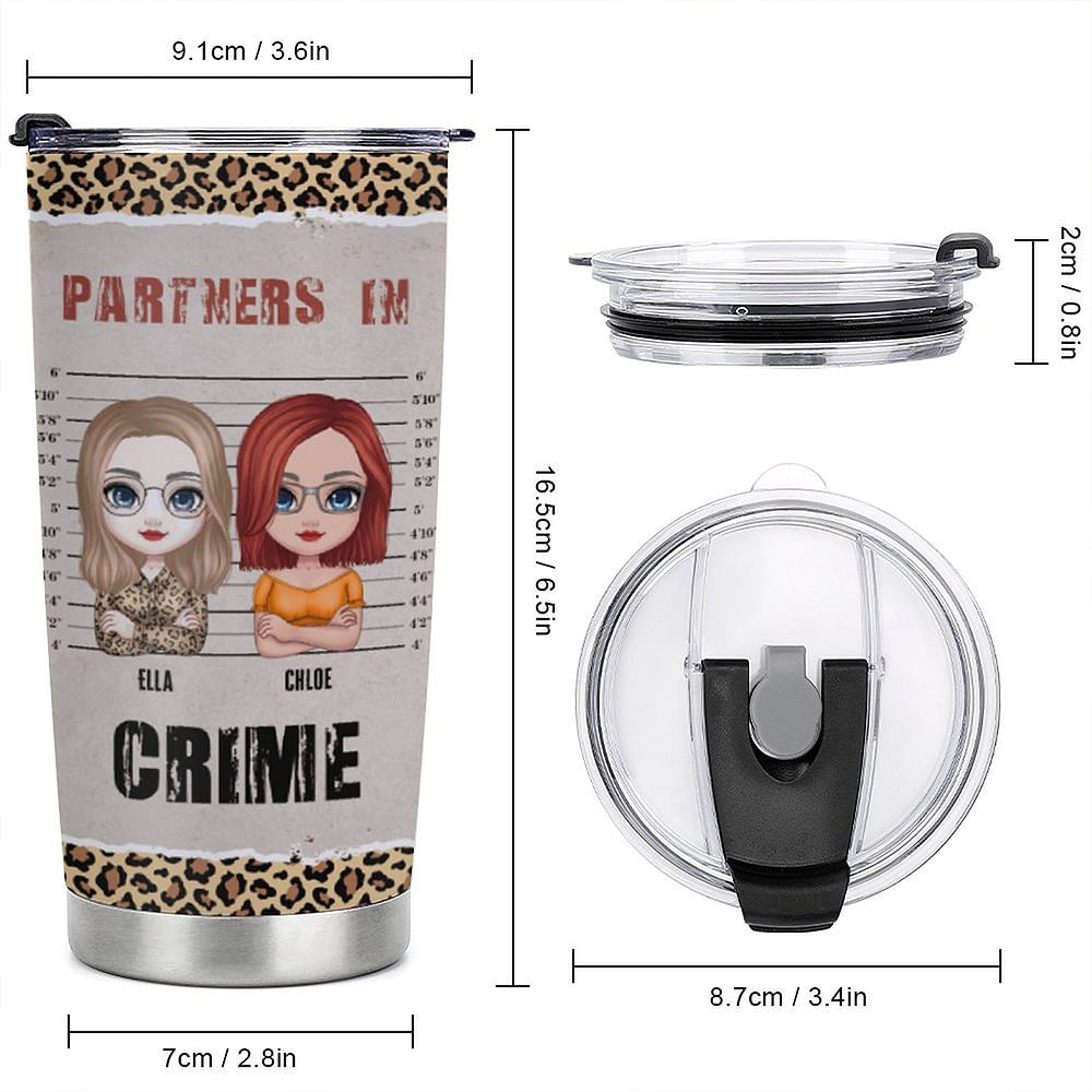 Henkilökohtainen Partners In Crime 20oz Stainless Steel Tumbler päivittäiseen käyttöön Joululahja Syntymäpäivälahja parhaalle ystävälle 8