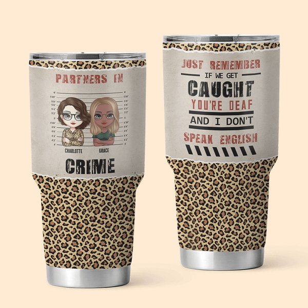 Spersonalizowany przenośny kubek 30 uncji Best Friend Partners In Crime Leopard Design Urodzinowy prezent świąteczny dla przyjaciółek
