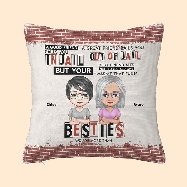 Personalized We Are More Than Besties Throw Pillow Cover Cushion Birthday Christmas Gift for Besties Friends Bedroom Decor