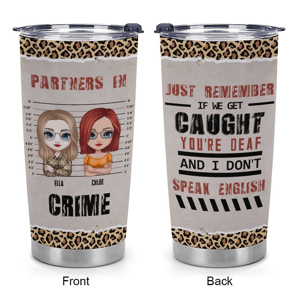 Henkilökohtainen Partners In Crime 20oz Stainless Steel Tumbler päivittäiseen käyttöön Joululahja Syntymäpäivälahja parhaalle ystävälle 7