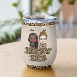 Personalized Leopard Bestie Another Year of Drinking Life 12oz Wine Tumbler with Straw  Bridal Party Birthday Gift
