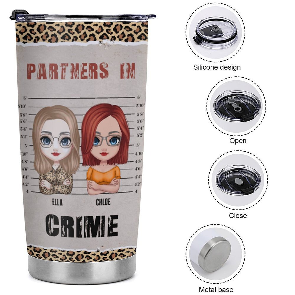 Henkilökohtainen Partners In Crime 20oz Stainless Steel Tumbler päivittäiseen käyttöön Joululahja Syntymäpäivälahja parhaalle ystävälle 9