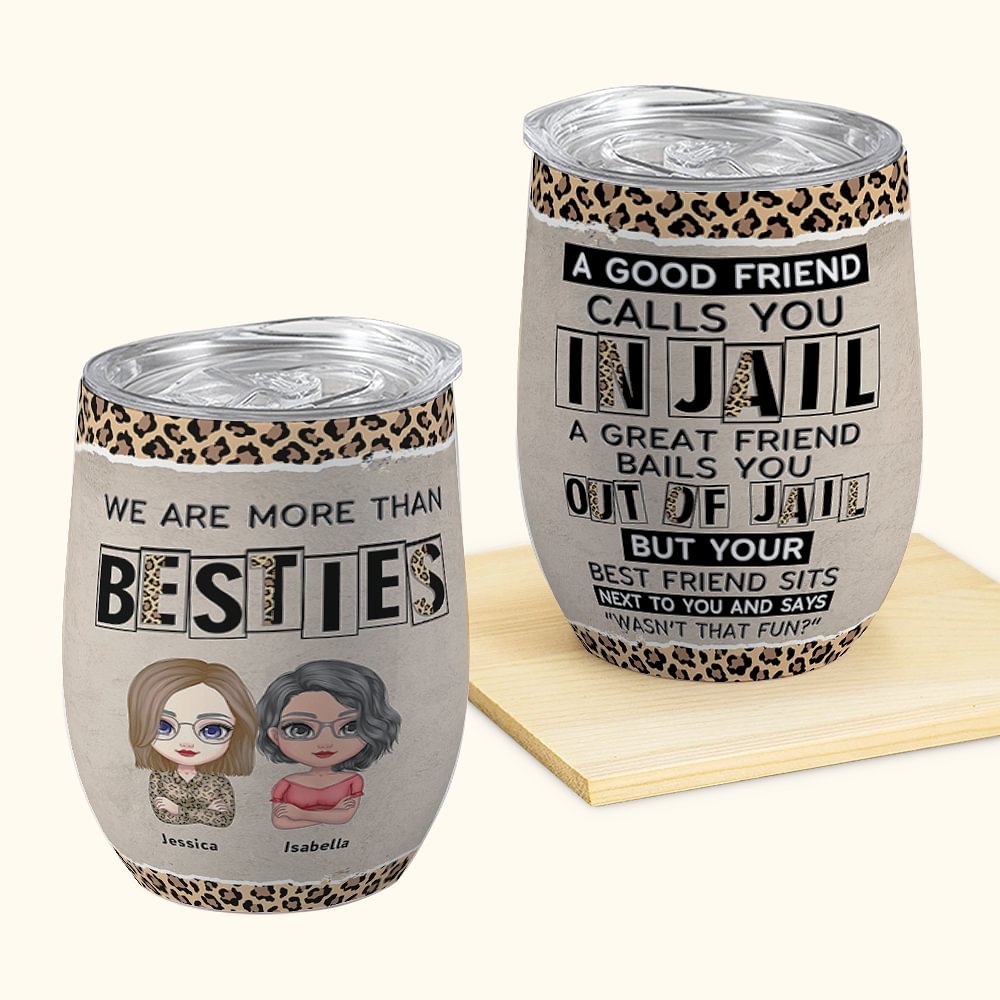 Vaso de Vino Personalizado con Pajita y Efecto Aislante para Cumpleaños de Navidad con Cita de Mejores Amigos Somos Más que Mejores Amigos 1