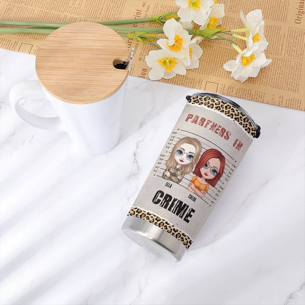 Henkilökohtainen Partners In Crime 20oz Stainless Steel Tumbler päivittäiseen käyttöön Joululahja Syntymäpäivälahja parhaalle ystävälle 3