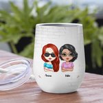Dichiarazione di sorellanza personalizzata We're Not Sugar & Spice Bicchiere per vino con cannuccia Regalo di compleanno divertente per sorelle