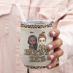 Personalized Leopard Bestie Another Year of Drinking Life 12oz Wine Tumbler with Straw  Bridal Party Birthday Gift