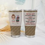 Personlig We're Not Sugar And Spice Everything Nice Food Grade rostfritt stål böjd tumbler med leopardtryck för Soul Sister Bestie