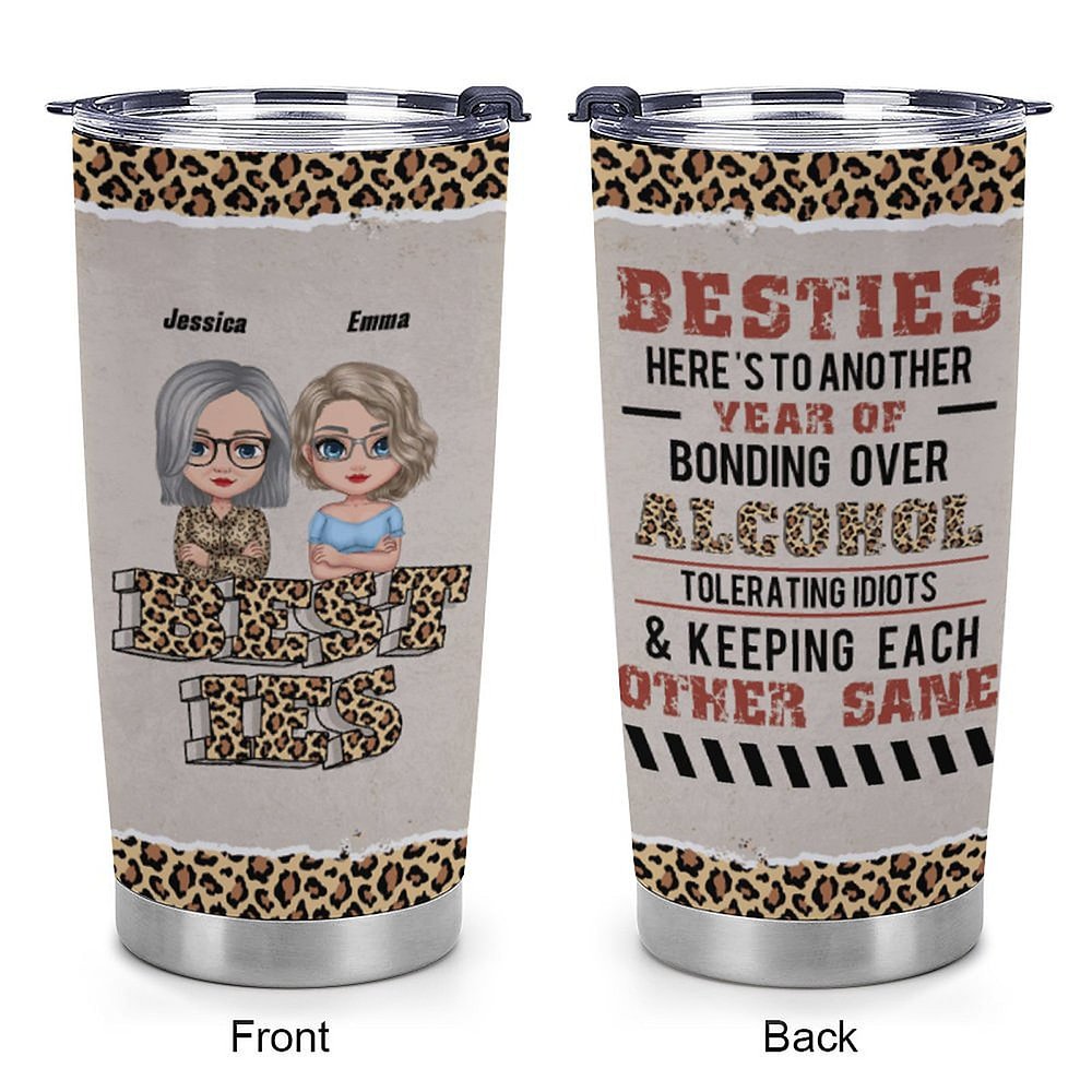 Henkilökohtainen Tässä on toinen vuosi Bonding yli alkoholin sietäminen Idiootit 20oz ruostumattomasta teräksestä Tumbler joululahja ystävälle 7