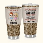 Personalized Partners In Crime with Leopard Print Curved Tumbler Birthday Thanksgiving Christmas Gift for Soul Sister