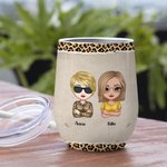 Personalised We're Not Sugar & Spice And Everything Nice Leopard Cool Bestie Wine Tumbler with Straw Funny Gift For Sisters