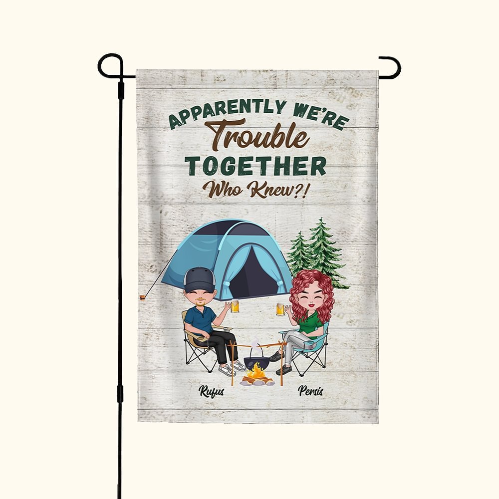 Personalizada Aparentemente Tenemos Problemas Juntos Quién lo iba a decir Bandera de Jardín Regalo de Aniversario para Parejas 1
