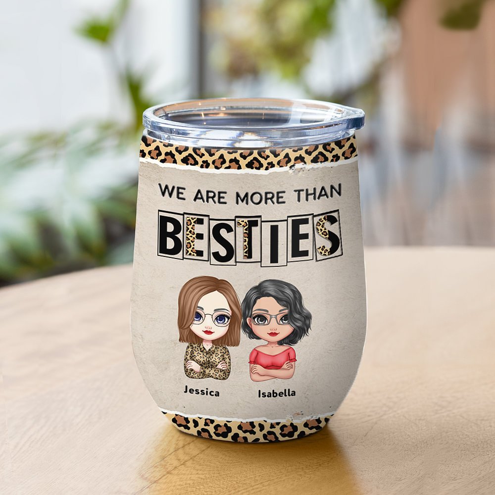 Vaso de Vino Personalizado con Pajita y Efecto Aislante para Cumpleaños de Navidad con Cita de Mejores Amigos Somos Más que Mejores Amigos 2