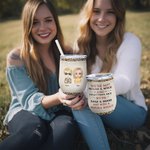 Personalised We're Not Sugar & Spice And Everything Nice Leopard Cool Bestie Wine Tumbler with Straw Funny Gift For Sisters