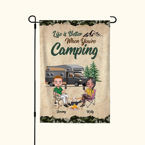 Personalised Life is Better When You're Camping Garden Flag Gift for Camping Couple