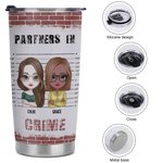 Personalized Brick Background Partners In Crime 20oz Stainless Steel Tumbler Christmas Gift Birthday Gift for Friend