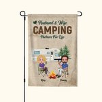Esposo y esposa personalizados Camping Socios de por vida Bandera de jardín Regalo para Pareja 1