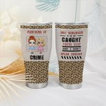 Personalized Partners In Crime with Leopard Print Curved Tumbler Birthday Thanksgiving Christmas Gift for Soul Sister