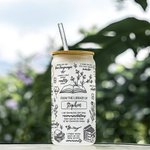 Personalised 20oz I Am Truly Grateful for Books Glass Cup with Lid and Straw Book Lover Gift