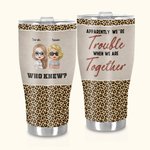 Personalisierte Offensichtlich sind wir Ärger, wenn wir zusammen sind gebogen Becher mit Leopard Print für beste Freundin Schwester Bestie