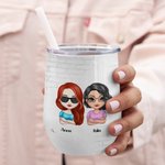 Dichiarazione di sorellanza personalizzata We're Not Sugar & Spice Bicchiere per vino con cannuccia Regalo di compleanno divertente per sorelle
