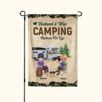 Esposo y esposa personalizados Camping Socios de por vida Jardín Bandera Aniversario Conmemorativo Regalo para Pareja