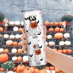 Personalizzato Ghost Dog Paw Bat Star Pattern Skinny Vacuum Insulated 20oz Tumbler with Straw Halloween Gift for Dog Lover
