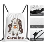 Borsa a tracolla con coulisse personalizzata con zucca e fantasma di Halloween Borsa per dolcetto o scherzetto Regalo di Halloween per bambini, famigl