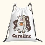 Borsa a tracolla con coulisse personalizzata con zucca e fantasma di Halloween Borsa per dolcetto o scherzetto Regalo di Halloween per bambini, famigl