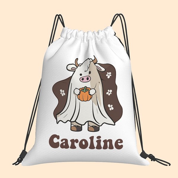 Borsa a tracolla con coulisse personalizzata con zucca e fantasma di Halloween Borsa per dolcetto o scherzetto Regalo di Halloween per bambini, famigl