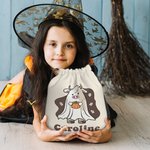 Borsa a tracolla con coulisse personalizzata con zucca e fantasma di Halloween Borsa per dolcetto o scherzetto Regalo di Halloween per bambini, famigl