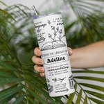 Personalized 20oz Reading Floral Books Affirmations Skinny Tumbler with Straw and Name Birthday Gift for Book Lovers