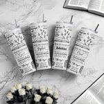 Personalized 20oz Reading Floral Books Affirmations Skinny Tumbler with Straw and Name Birthday Gift for Book Lovers