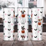 Personalizzato Ghost Dog Paw Bat Star Pattern Skinny Vacuum Insulated 20oz Tumbler with Straw Halloween Gift for Dog Lover