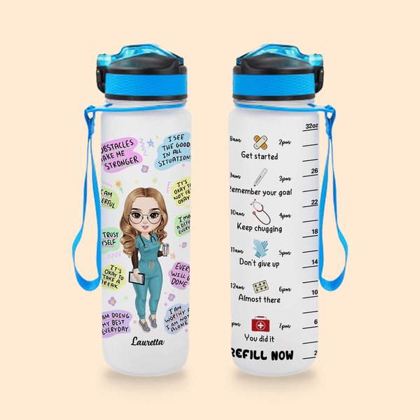 Personalised Nurse Daily Affirmations 32oz Water Tracker Bottle Nurse Graduation Gift Rn Thank You Gift Nurse Week Gift