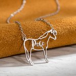 Collier avec Prénom Personnalisé Profil Cheval Bijoux Commémoratifs d'Animaux Cadeau pour Amoureux des Chevaux