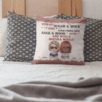 Personalised We're Not Sugar and Spice Everything Nice Throw Pillow Cover Cushion Birthday Christmas Gift for Besties Bedroom Decor