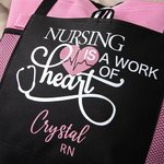 Sac Fourre-Tout Personnalisé avec Nom Sac en Toile avec Fermeture Éclair Capacité Cadeau pour Infirmière