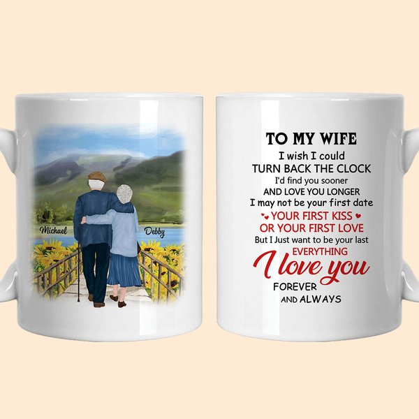 Personalized I Wish I Could Turn Back The Clock Ceramic C-type Handle Mug Anniversary Gift Birthday Christmas Gift for Couple