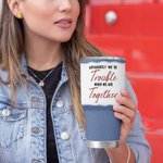 Personalized Jeans Style We're Trouble When We Are Together Who Knew 30oz Portable Tumbler Christmas Day Thanksgiving Birthday Gift