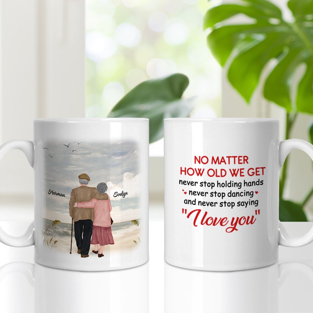 Personalizado Nunca Dejes de Decir Te Quiero Taza de Cerámica con Asa Tipo C Regalo de Aniversario Regalo de Cumpleaños para Pareja 3