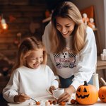 Personalizzato Cute Ghost Cat Pumpkin Crewneck Felpa Halloween Party Spooky Season Regalo per amici di famiglia