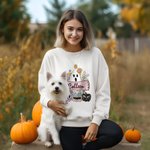 Personalizzato Cute Ghost Cat Pumpkin Crewneck Felpa Halloween Party Spooky Season Regalo per amici di famiglia