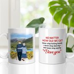 Personalizada Nunca Deje de Tomarse de las Manos Taza de Cerámica con Asa tipo C Regalo de Aniversario Regalo de Cumpleaños para Pareja