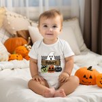 Personlig Halloween Ghost Kortärmad Baby Onesie Mjuk Fall Spooky Outfit Halloween Present för nyfödd till spädbarn